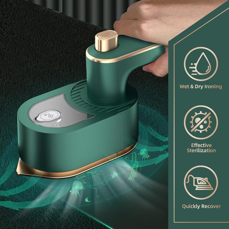 Product Introduction of Compact Travel Mini Iron – 180° Rotatable, Foldable Garment Steamer with Quick Heat-Up, Lightweight & Portable Design for Wrinkle Removal, Dark Green ABS Material, 3 Seconds Fast Wrinkle Resolution 3