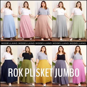 ROK PLISKET JUMBO XXL PAYUNG PLEATED SKIRT MURAH MUSLIM IBU ACARA POLOS ROK PANJANG PAYUNG MAYUNG | ML