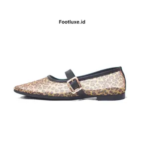Flat Shoes Joann Wanita Motif Leopard Jala dan Polos warna - Balet Pita - Flat Shoes Leopard - Flatshoes Motif - Balet Leopard Kerja - Flatshoes Gesper