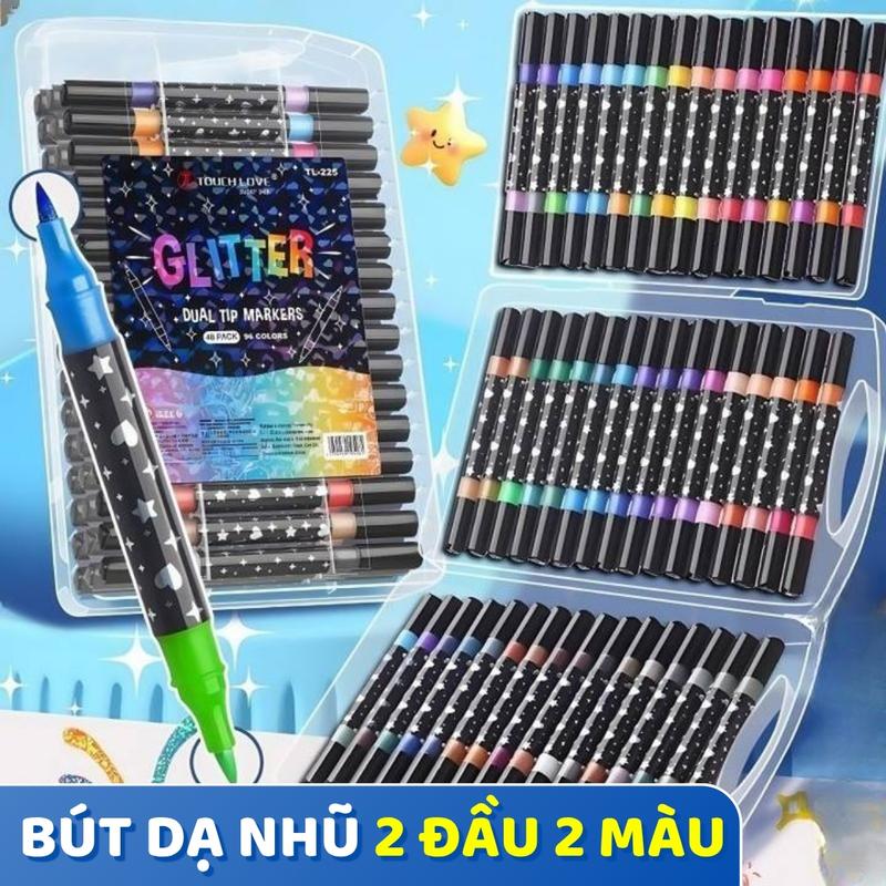  Hộp 36 Chiếc 72 Màu Nhũ Kim Tuyến Đầu Mềm - Bút Lông Màu Lấp Lánh Vẽ DIY Sổ Tay Sáng Tạo 