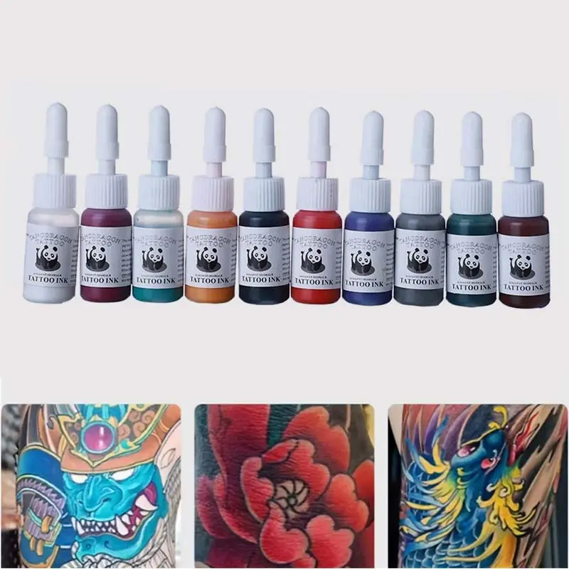10pcs Tinta Tato Semi Permanen Ink Tatto Tatoo Ink Pewarnaan Cepat Tattoo Ink Semi Permanen Tinta Tatto Tinta Tato Set