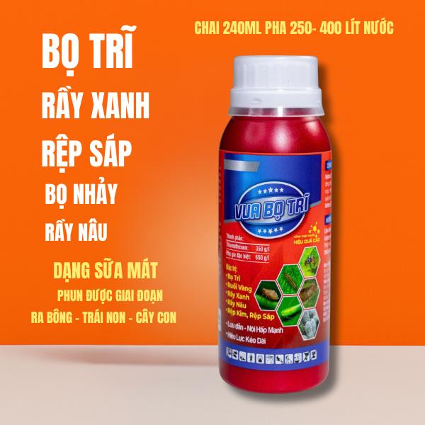 Dung Dịch VUA BỌ TRĨ Chăm Sóc Cây 240ml – Giúp Cây Khỏe Lá Xanh Giảm Hại Rầy Xanh Bọ Trĩ Bọ Nhảy Rầy Phấn Trắng Rệp Sáp Rầy Nâu– Dùng Cho Sầu Riêng Bưởi Ớt Cà Chua Rau Cải Dưa Leo