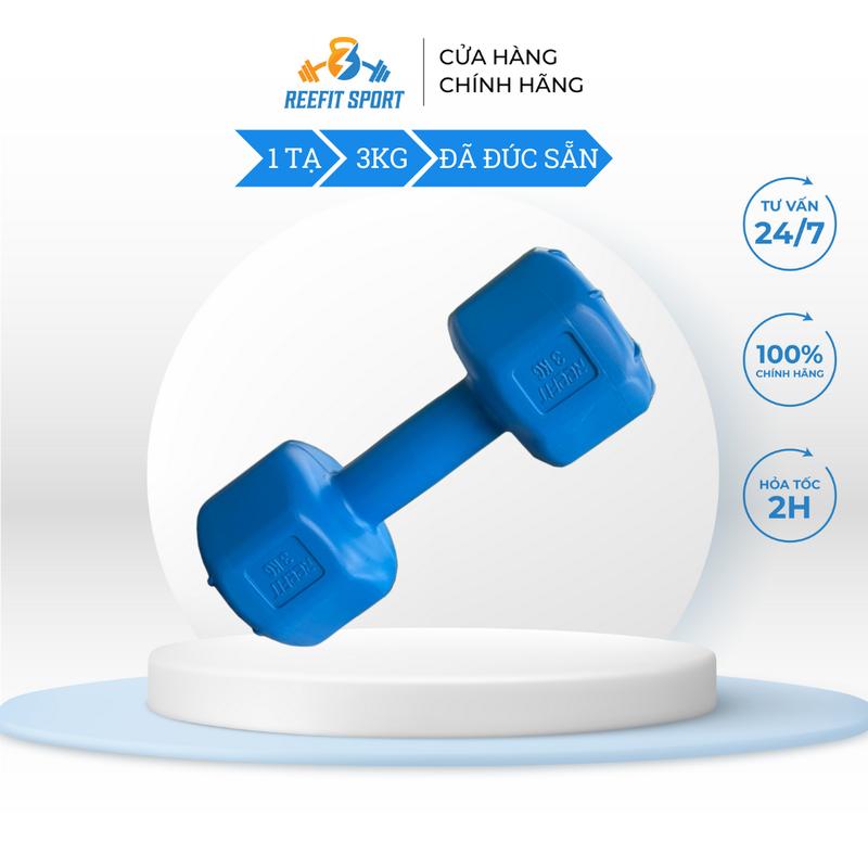 Tạ Tay Nhựa Bát Giác Reefit 3kg Đúc Sẵn - Tạ Đơn Dumbbell Tập Gym, Thể Hình Tại…