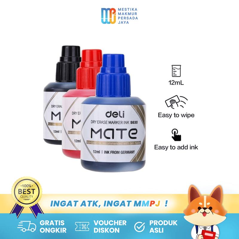 Deli Refill Tinta Spidol Warna Hitam Merah Biru - S630 0