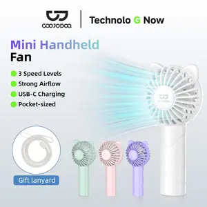 GOOJODOQ Kipas Angin Mini 2000mAh 3-Speed Wind Kipas Genggam Portabel Handheld Mini Fan