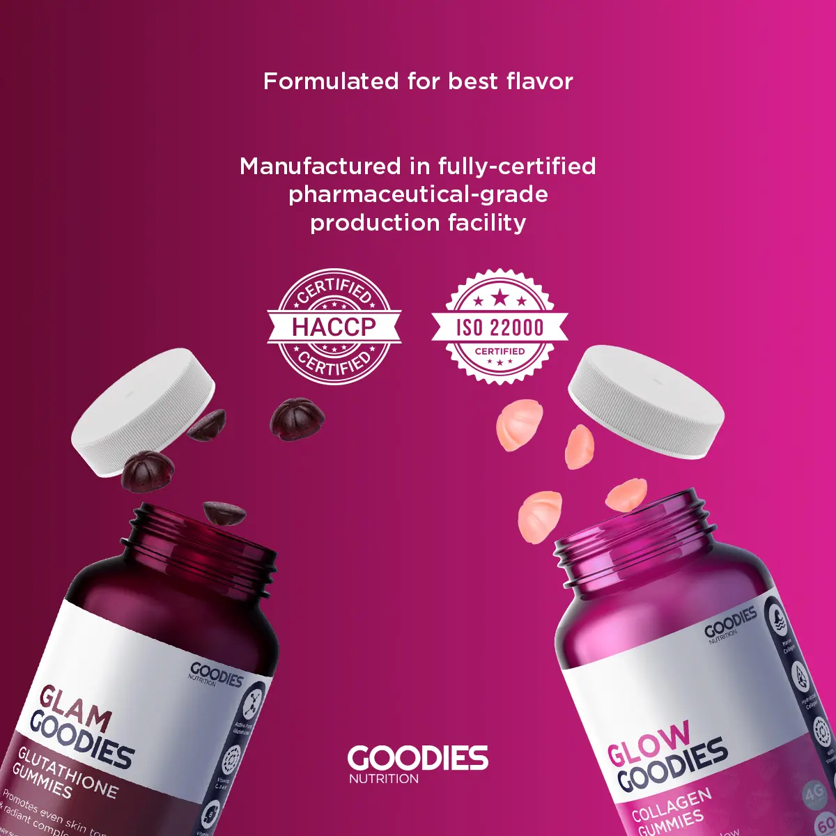 glutathione gummies fda approved GOODIES NUTRITION Glam and Glow Duo – 1 bottle of Glam Goodies + Glow Goodies