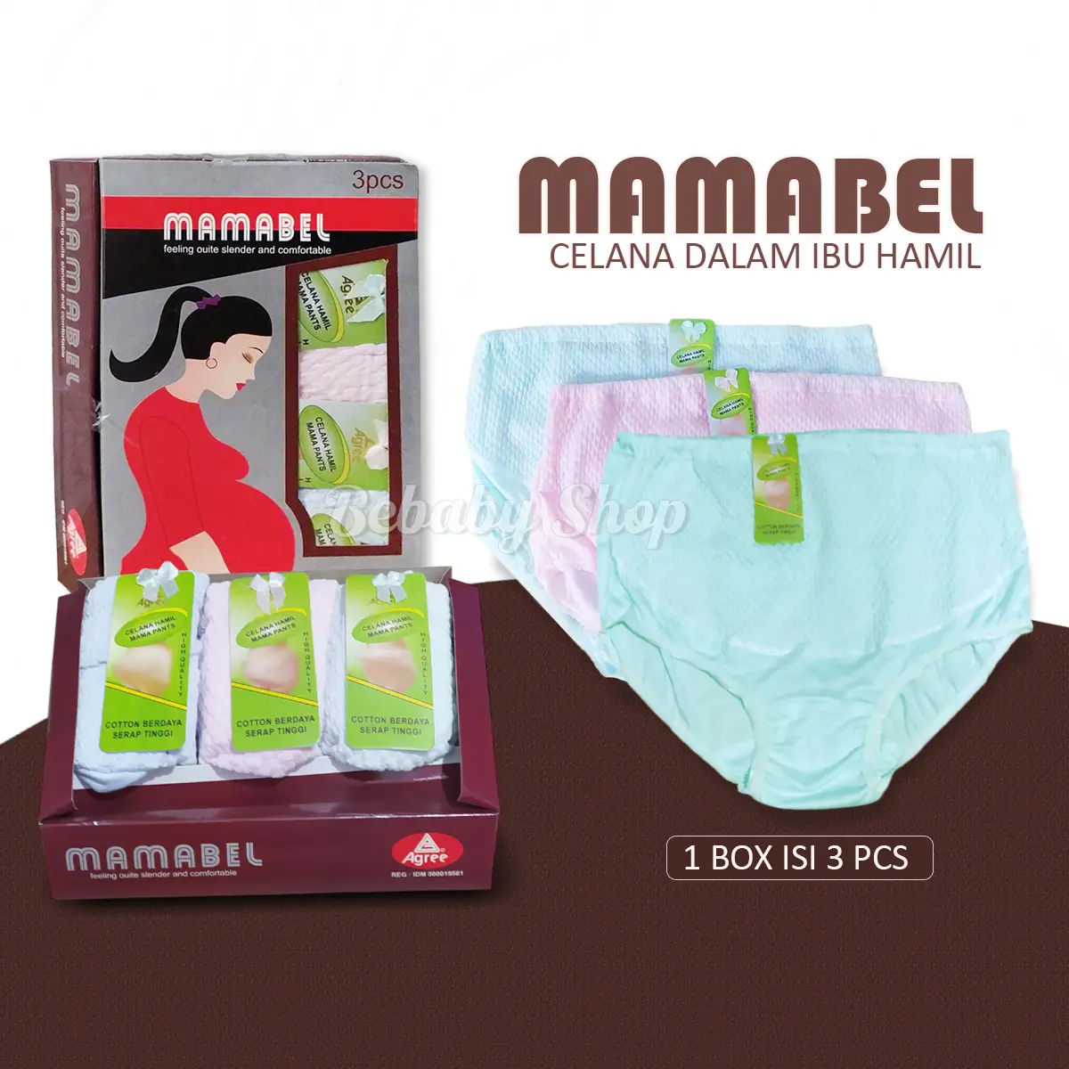 Celana Dalam Ibu Hamil Mamabel Coklat Elastis 1 Box isi 3pcs Allsize Katun Mamabel Kuning XL XXL