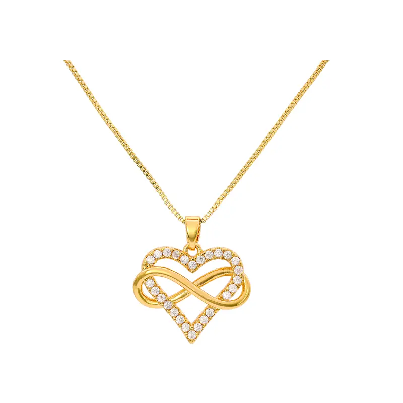 (CN111)Infinite Heart Zircon Pendant Necklace（38+5CM） 1