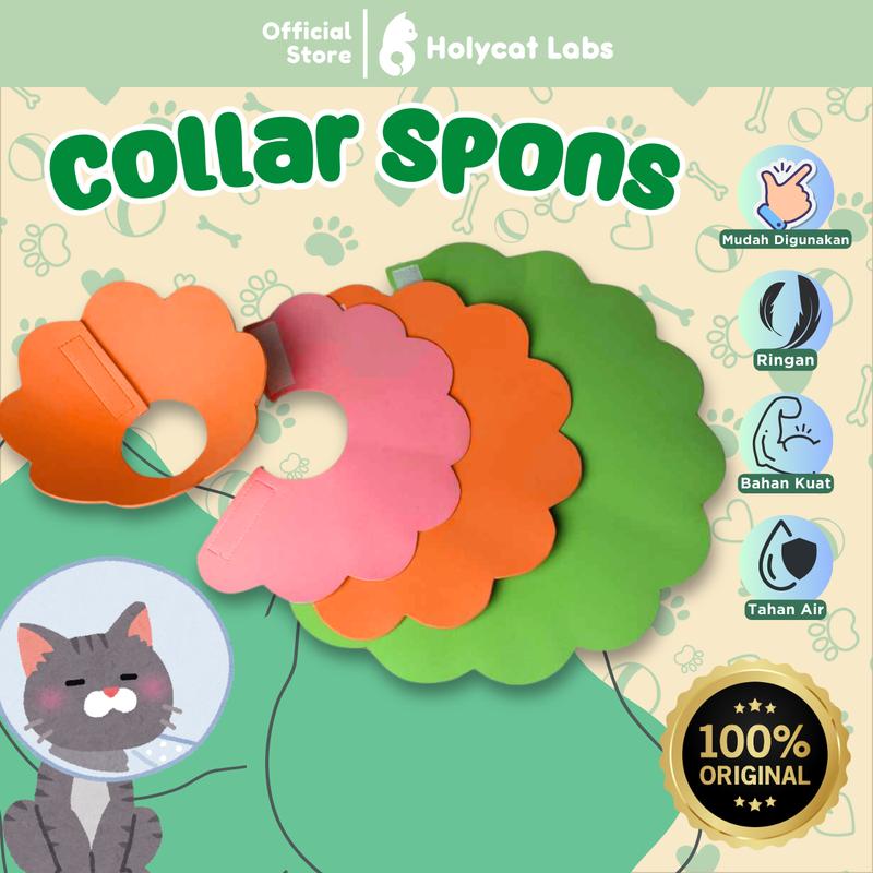 Holycatlabs Collar Spons Grooming Penutup Leher Kucing Anjing 0