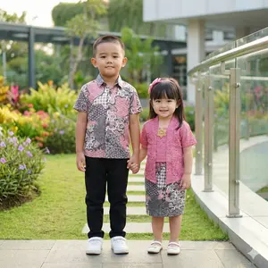 BAJU BATIK ANAK COUPLE UMUR 1-10 TAHUN KEMEJA ANAK LENGAN PENDEK ONE SET KEBAYA BROKAT BALI
