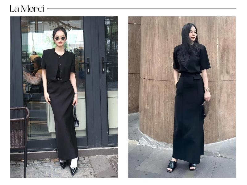 Chân váy bút chì công sở cách điệu 1 túi trước 2 lớp chất liệu Kaki Thái chân váy nữ công sở Q08