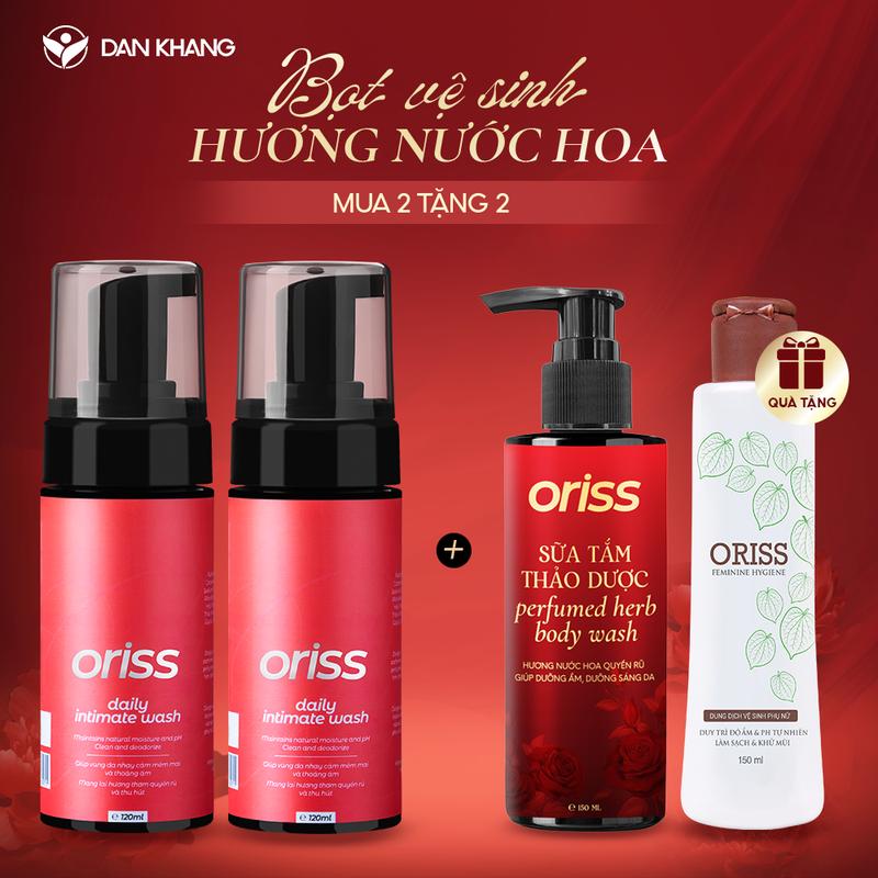 LIVE MUA 2 TẶNG 2 Dung dịch vệ sinh phụ nữ dạng bọt Oriss Daily Intimate Wash hỗ trợ làm sạch dịu nhẹ hương nước hoa quyến rũ chai 120ml Women ID:1732184214937831993