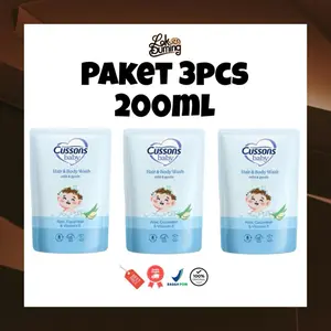 [Paket ISI 3] Cussons Baby Hair & Bodywash Refill 200ml Sabun Cair Balita