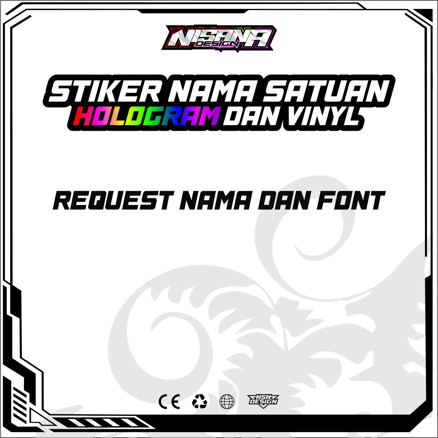 STIKER SATUAN NAMA BEBAS PILIH FONT
