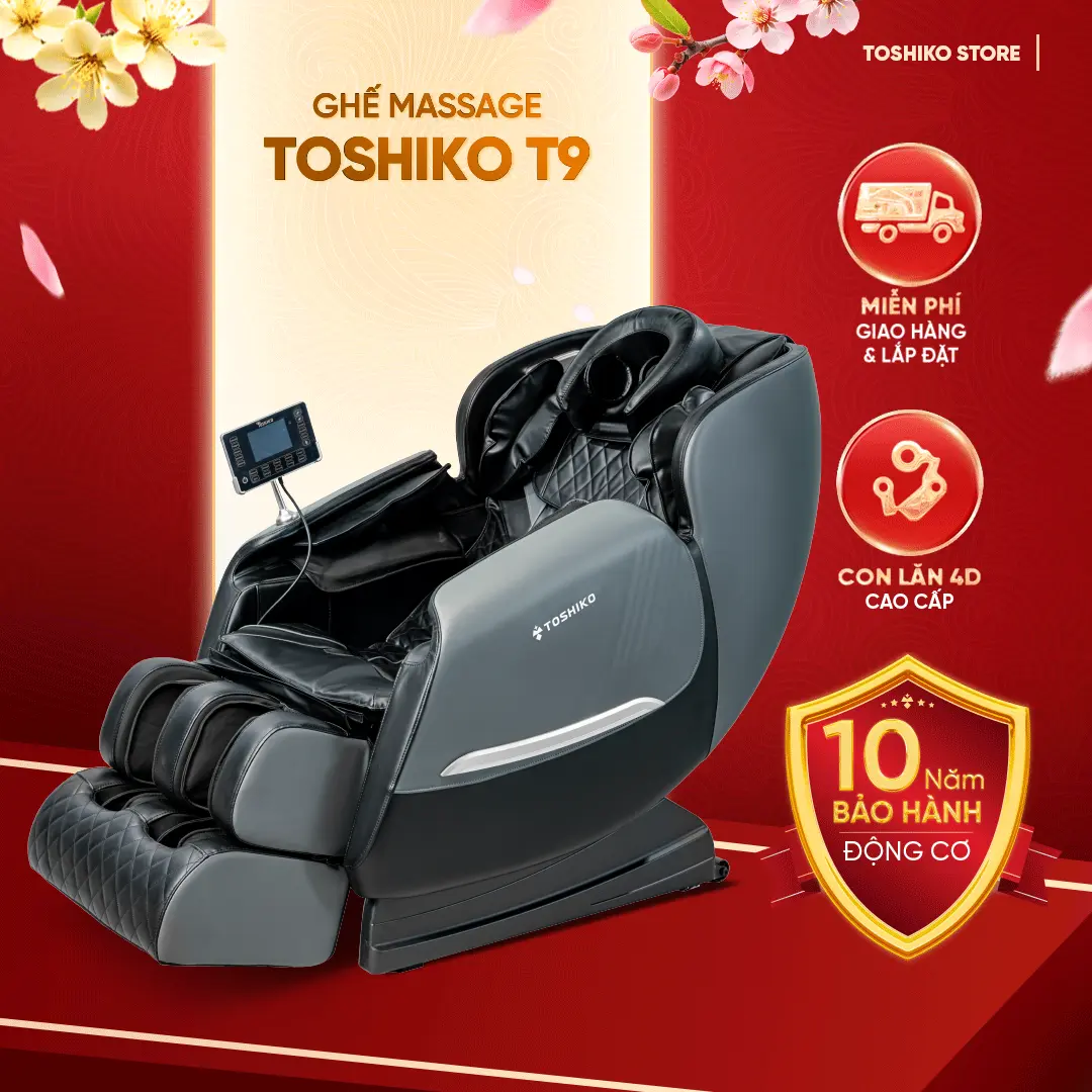 Ghế massage Toshiko T9, công nghệ con lăn 4D cao cấp