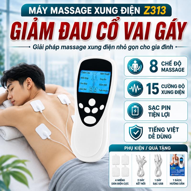 Máy Massage Xung Điện Trị Liệu, Châm Cứu Toàn Thân, 8 Chế Độ Massage, Tiếng…