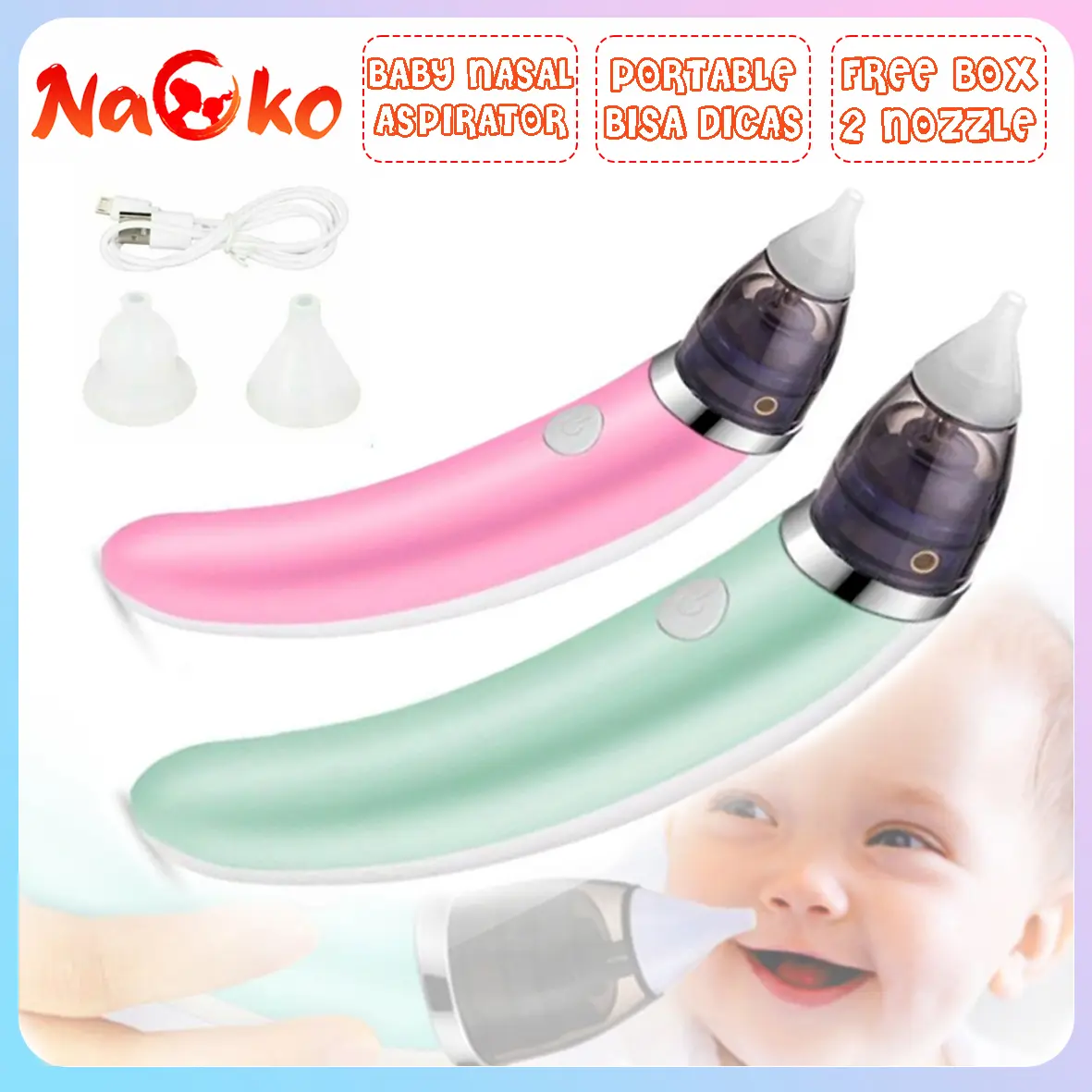 NAOKO Alat Penyedot Ingus Bayi Baby Nasal Aspirator Nose Cleaner Sedot Hidung Bayi/ Infant Nasal Aspirator Nasal Cleaner Nasal Spray Infant Nasal Spray Pembersih