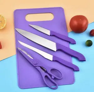 PISAU SET TALENAN 5IN1 Pisau Dapur Buah Tajam Berkualitas dengan Setelan Pisau dan Gunting Warna Ungu