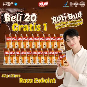 OOJHI Roti Duo 20 pcs Rasa Cokelat, Keju, Stroberi & Vanila, Blueberry & Yogurt Cemilan Bersertifikat BPOM & Halal 52g