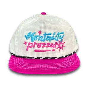 BANTING HARGA 70% - Topi Ropehat Corduroy Mentality Broken White Pink Thisplan