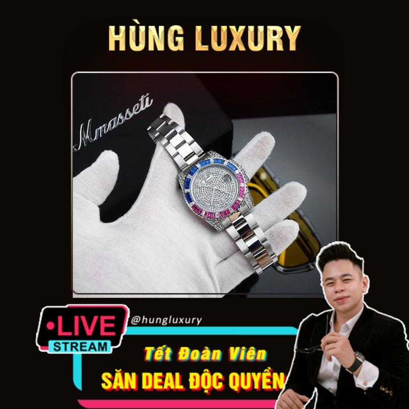 ĐỘC QUYỀN HÙNG LUXURY N259 - Đồng hồ nam Mmasseti chính hãng đính dá sang trọng dây thép đúc đặc khóa bâm thông minh chống nước tốt