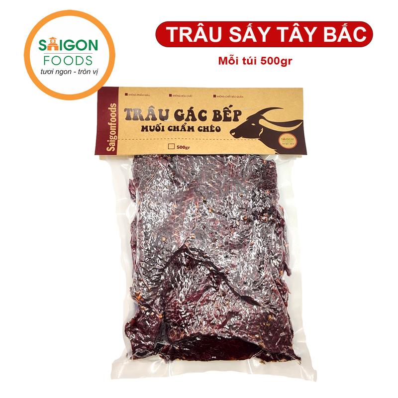 500Gr Thịt khô Trâu gác bếp Trâu Sấy Tây Bắc - Tặng chẩm chéo - Giao hàng toàn quốc Ăn Vặt Snack Food Cay Chua Da Heo