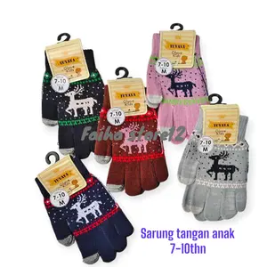 Sarung tangan anak perempuan motif rusa sthocrem tebal 7-10thn