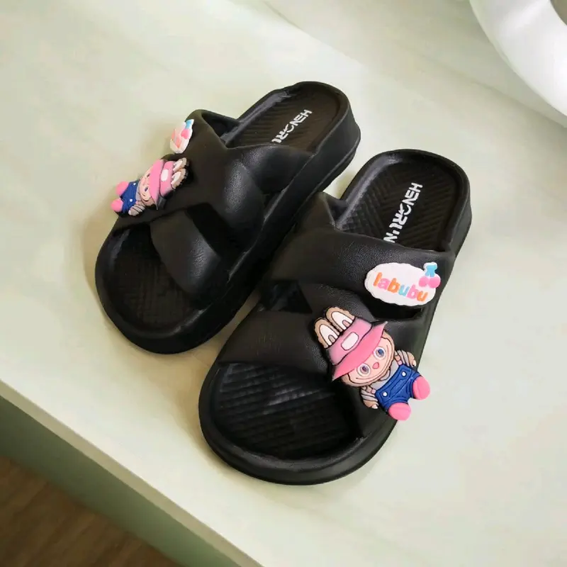 Sandal Anak Perempuan Motif Silang Labubu Hr8031 Viral Sandal Wedges Anti Slip Ringan Nyaman 5