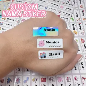 Motif Fun Custom Label Nama Anak Anti Air Stiker Waterproof Premium