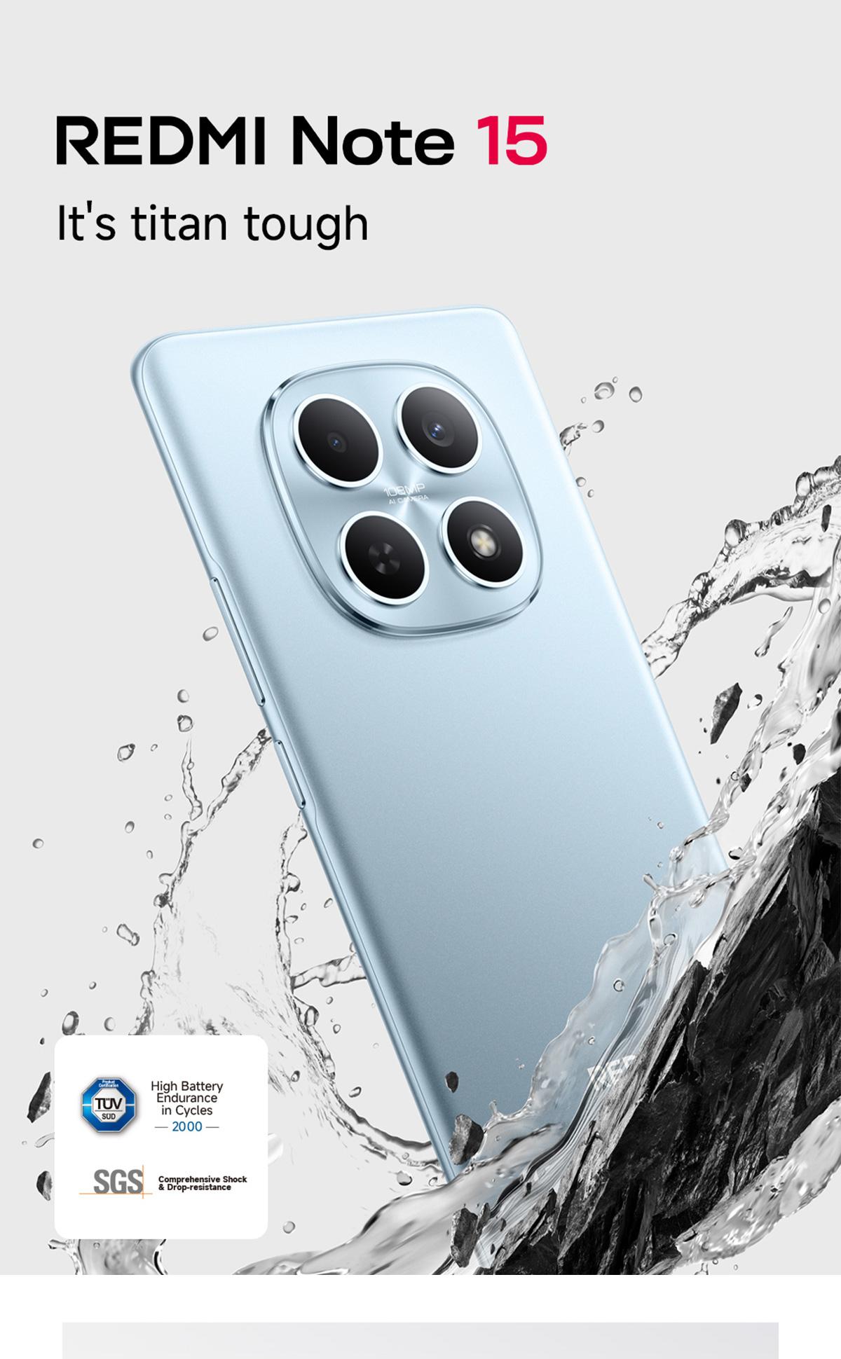Xiaomi Redmi Note 15 (8/128 GB) (8/256 GB) | Baterai besar 6000mAh | Kaca layar dengan daya tahan tinggi | IP64 Ketahanan debu dan air | Kamera super jernih 108MP | Layar AMOLED FHD+ 6,77" | NFC [Xiaomi Official Store]