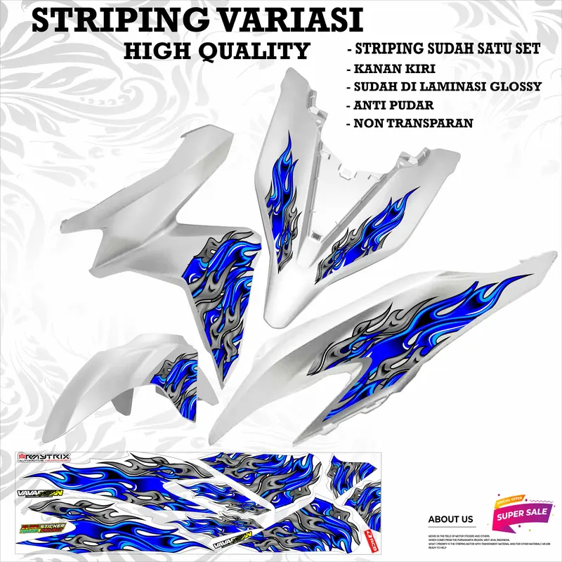 VARIASI 1 STRIPING VARIO GEN 1 STICKER MOTOR MOTIP API BIRU Motorcycle 2