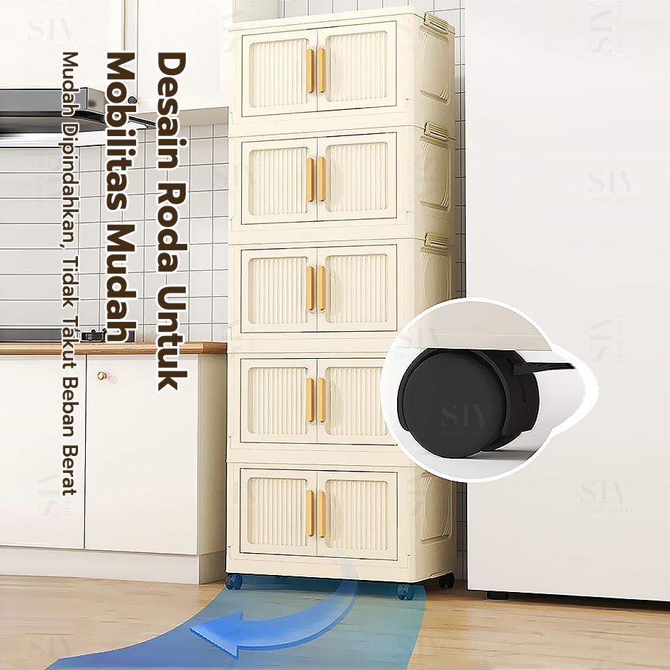 【Promo Buka Toko】Starke 60cm Lemari Plastik Susun Besar Lemari Plastik  Lipat Penyimpanan Serbaguna Furniture (3/4/5/6 Susun)