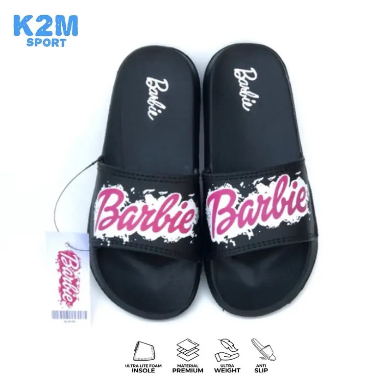 Sandal Anak Perempuan 4-12 Tahun Motif Barbiee Bahan Sol Karet Ringan Nyaman Digunakan 0