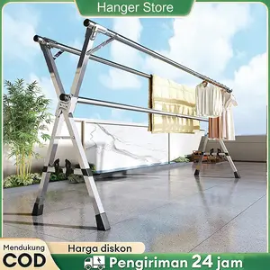 Hanger Store/SUS-304 Jemuran Pakaian Lipat Portabel Anti Karat Baja Tahan Karat 240cm rak pengeringan Drying Racks