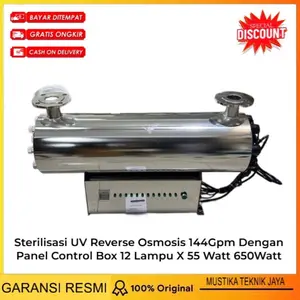 Sterilisasi UV Reverse Osmosis 144Gpm Dengan Panel Control Box 12 Lampu X 55 Watt 650Watt