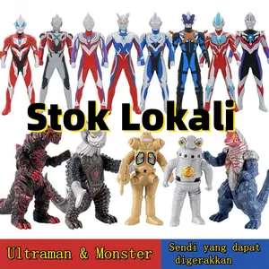 Ultraman & Monster Tiga Action Figure Mainan Anak Stok Siap Tinggi Bahan Karet Lembut Rotasi Lengan & Pinggang Hadiah Anak COD