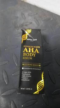 Product Review of [10X AHA] PERFECT WHITE Advanced AHA Body Serum 50ml Whitening Booster with 10X AHA Niacinamide, Alpha Arbutin, Glutathione, Vitamin C | Booster Lotion Acid Perawatan Pencerah Mencerahkan Memutihkan Tubuh Kusam Belang Noda Hitam Glycolic Acid from G**R 1