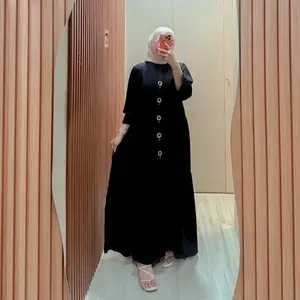 Melda Dress Gamis Rayon Twill Motif Bordil Bunga