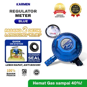 KARMEN - Regulator Kompor Gas Meter Ergonomis ANTI BOCOR GARANSI 1 TAHUN | Blue SNI Pasang Aman & Mudah Regulator LPG Elpiji Tekanan Rendah (KMB)