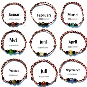 Gelang tridatu Bulan kelahiran dengan 3 batu cakra aura kerezekian dan kemakmuran