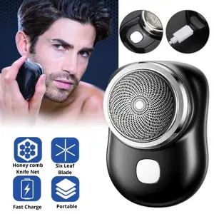 Alat cukur elektrik mini portable model bulat multifungsi pencukur kumis/jenggot