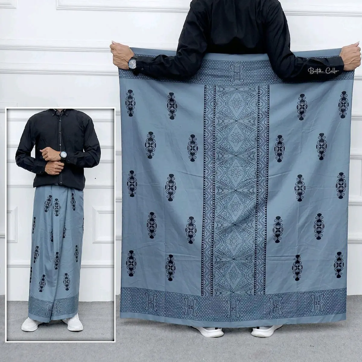 Sarung Batik Pria Anti Kusut Katun Premium Motif Sarwon Hitam