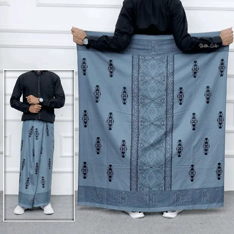 Sarung Batik Pria Anti Kusut Katun Premium Motif Sarwon Hitam 0