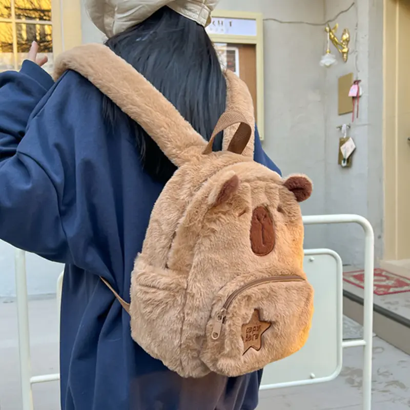 【School bag】Ransel Mewah Kapibara Capybara bobeka lucu Coklat Kapasitas Besar Fashion Backpack 2