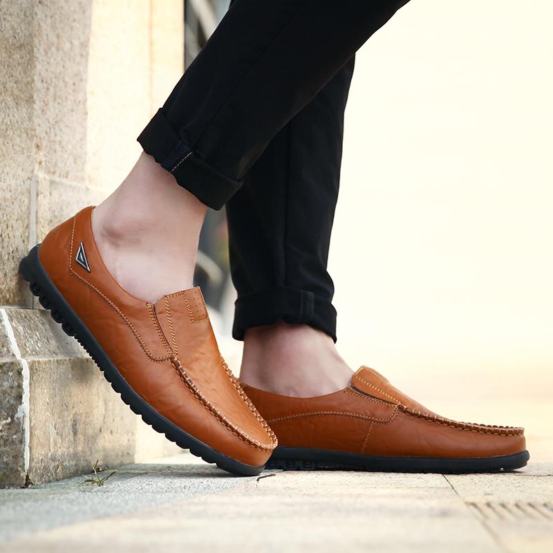 Product Introduction of Kasut kasual kulit tulen untuk lelaki, loafers jenama mewah, bernafas, tanpa tali, Itali, untuk memandu, ditambah saiz 47 34