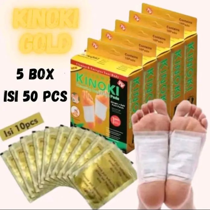 PROMO HEMAT 5 Box isi 50 koyo kinoki Gold Detox Foot pads penyerap racun dalam tubuh secara alami Hand Kaki