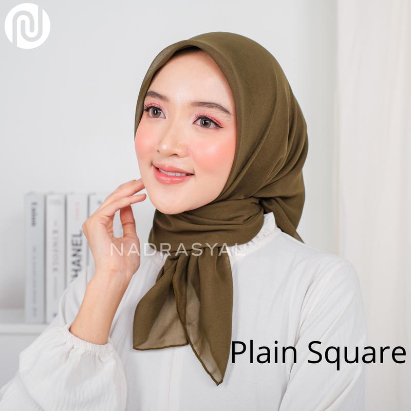 NADRASYAL - Plain Square Hijab Segiempat Polycotton Hijab Persegi Wangi Bella Square (TANPA LABEL) Nyaman Muslim Kerudung Basic 3
