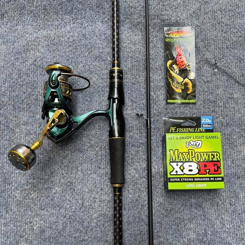  Combo Bộ Cần Câu Cá Lure Máy Đứng Full Phụ Kiện Gồm Cần Ceres Sai 1m65 - 2m4 Và Máy Yolo BF 3000 Kèm Dù Nhái Hơi Và Khoá Link 