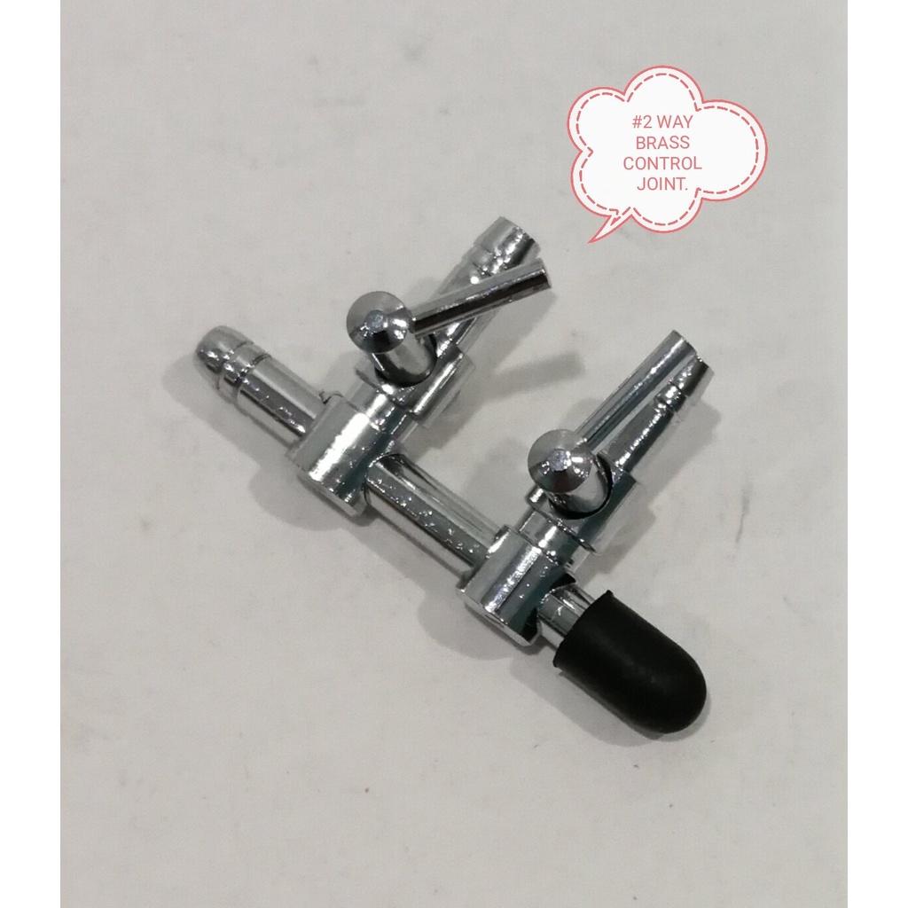 2-way Brass Air Flow Valve Control Joint Splitter Aquarium Fish