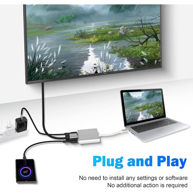 Bộ Chuyển Đổi đa cổng USB C sang HDMI, Bộ chuyển đổi đa cổng loại C 3.1, Đầu ra HDMI 4K Thunderbolt 3 sang, Cổng USB3.0 và cổng sạc USB C, Bộ chuyển đổi đa cổng kỹ thuật số USB C 1